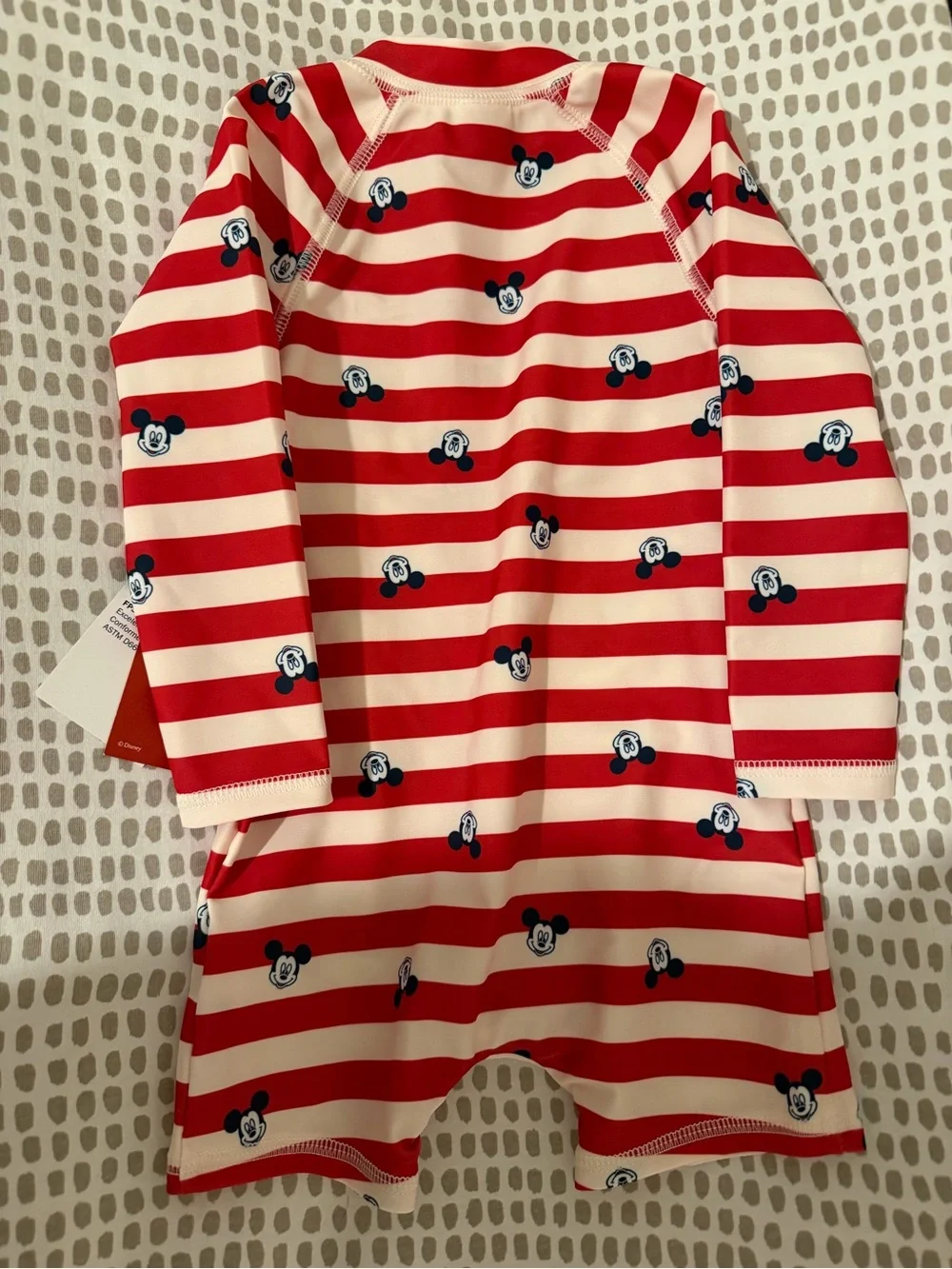 Disney Red & White Striped Mickey Mouse Zip One-Piece